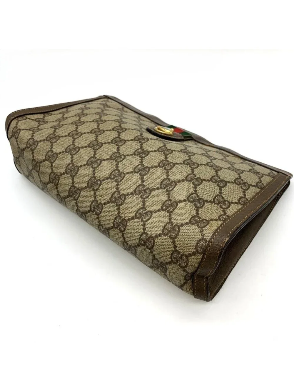 Gucci 014 56 Clutch GG Supreme Canvas Vintage Brown